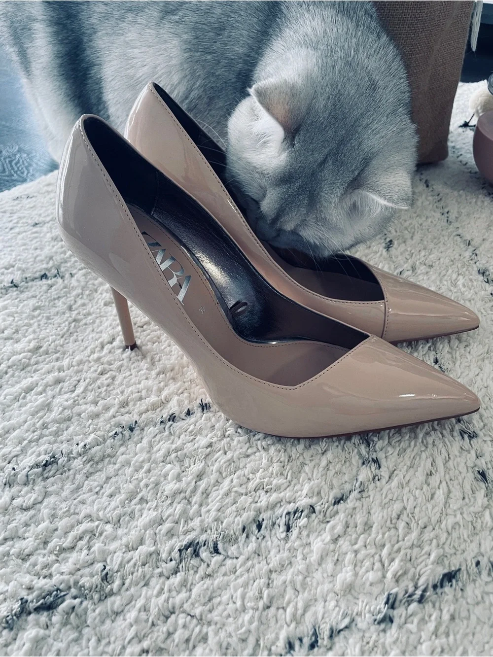 Zara Blush Patent Pointed-Toe Pumps - Picture 3 of 10